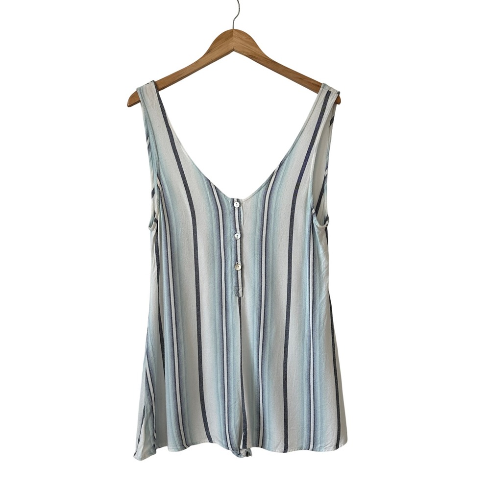 Show Me Your Mumu Ellie Romper Blue White Striped V-Neck Sleeveless Small